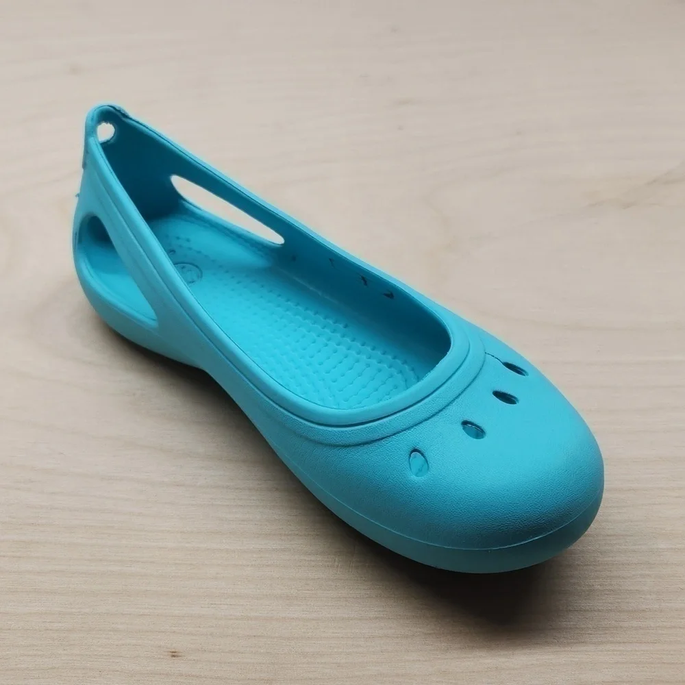 Crocs Kadee Flats Slip On Shoes Sandals Youth Sz J1 Teal 15610 NICE!